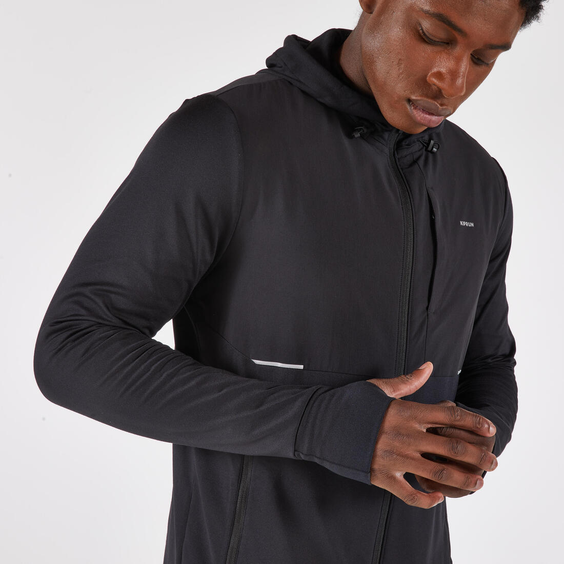 Veste chaude de running Homme, KIPRUN Run 100 warm noire