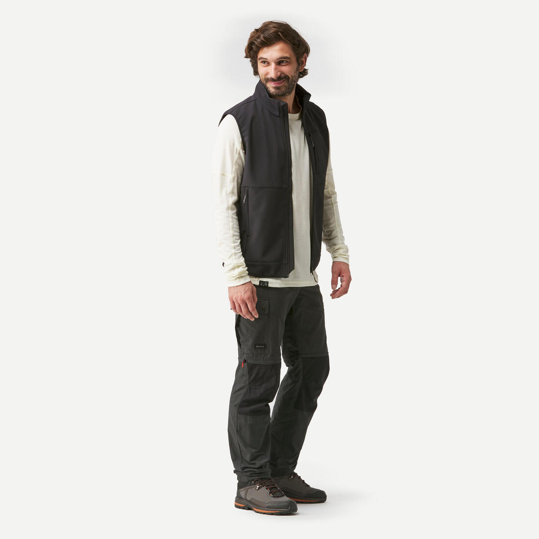 Gilet de trek coupe-vent softshell homme, MT100 noir