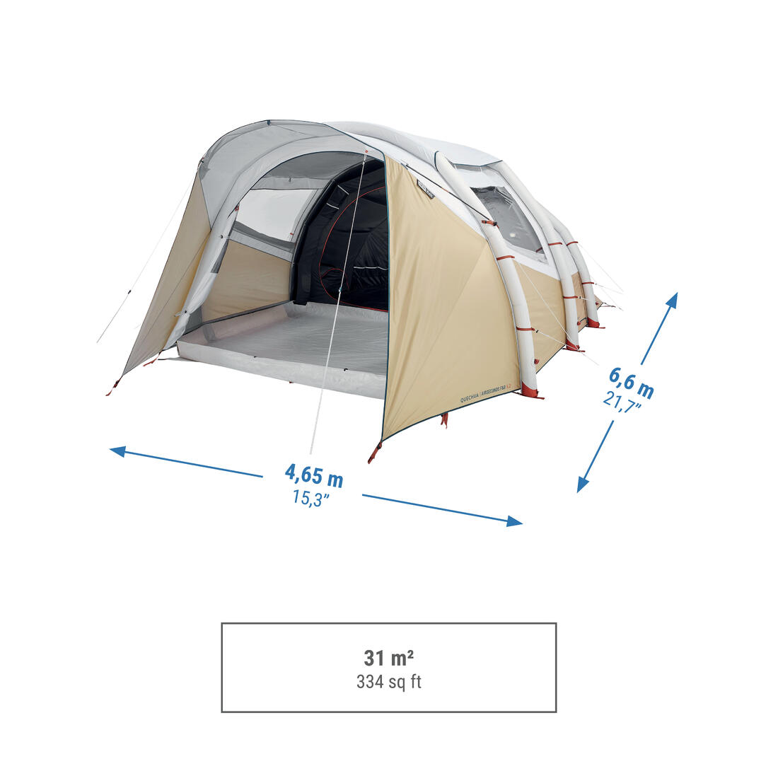 Tente de camping gonflable 5 places 2 chambres, Fresh & Black, Air Seconds 5.2