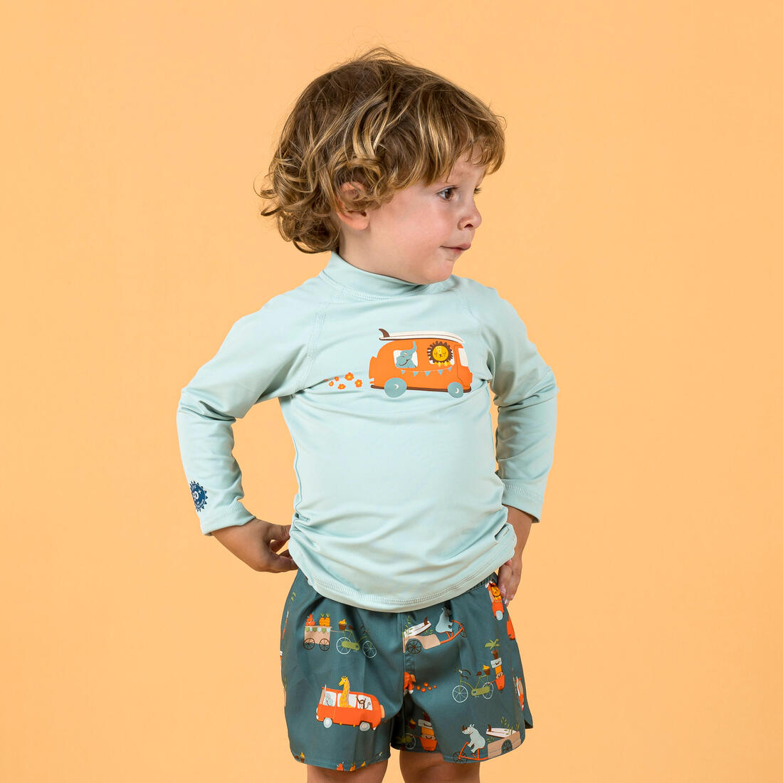 T-shirt anti uv bébé manches longues imprimé savane