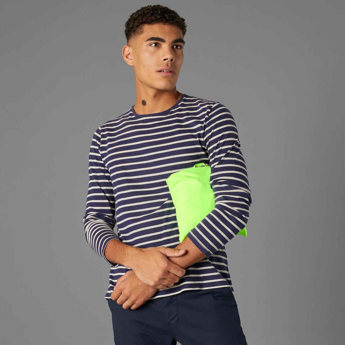 VESTE PLUIE VELO VILLE HOMME 120 JAUNE FLUO CERTIFIÉE EPI VISIBILITÉ JOUR