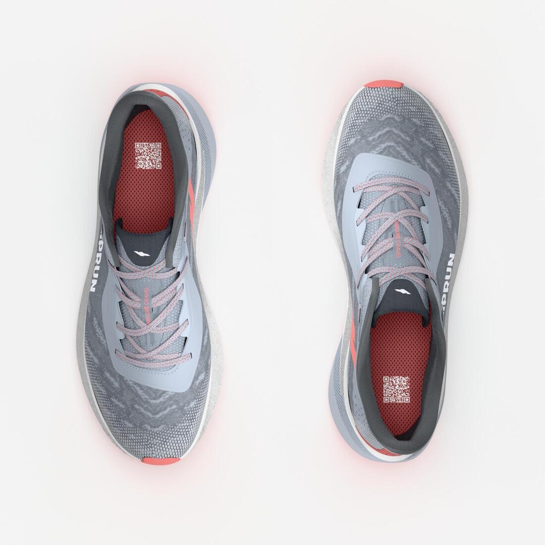 Chaussures de route et trail running femme, Kiprun Kipcore gravel gris et