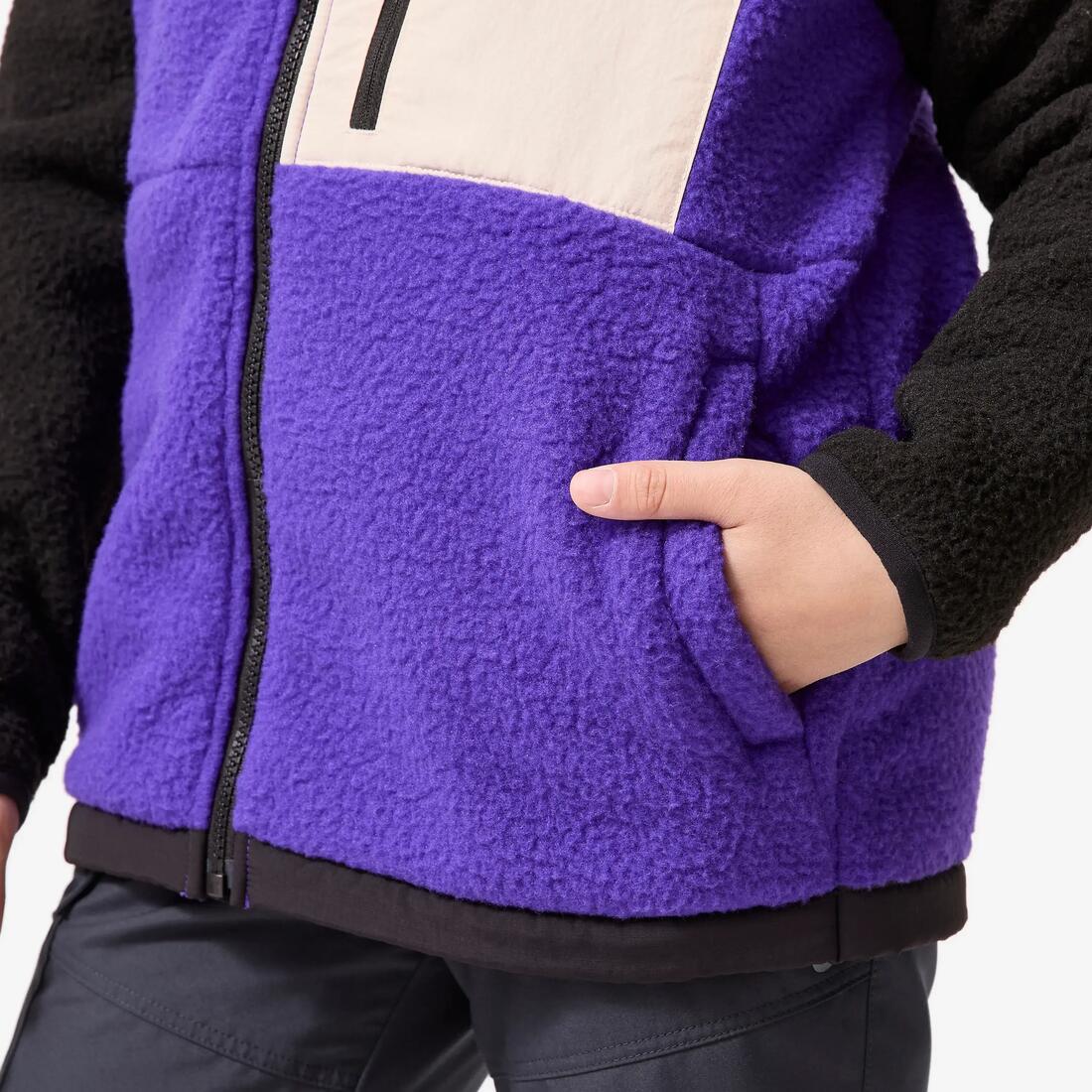 Veste polaire sherpa chaude enfant 7-15 ans, NH 900 beige, noir et