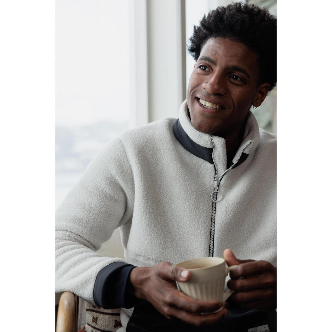 Polaire de randonnée montagne sherpa homme, MH100 1/2 zip beige