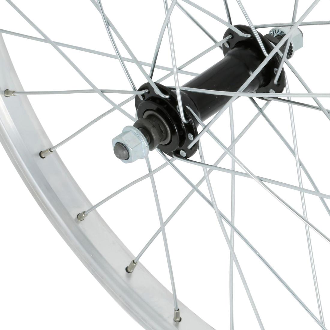 Roue vélo enfant 20 pouces avant simple paroi argent