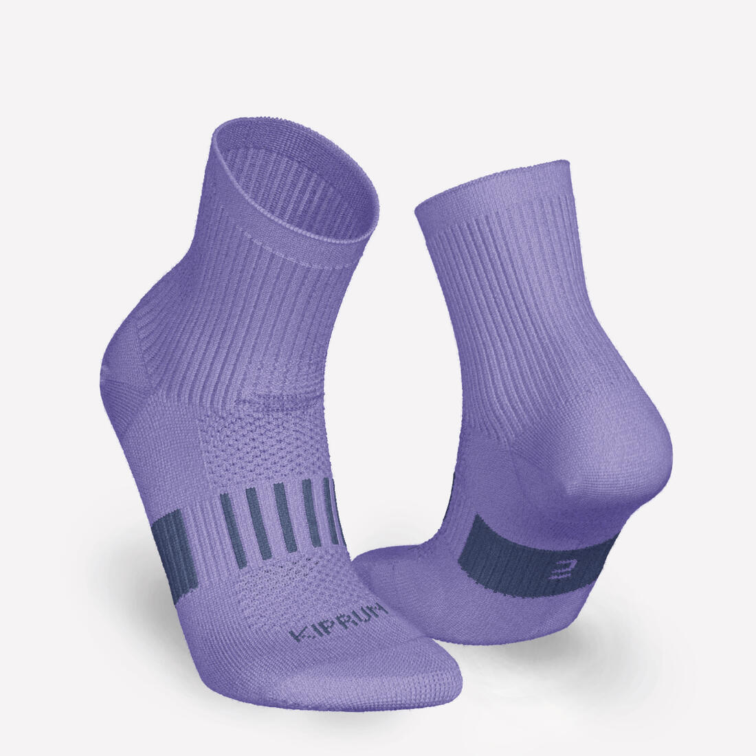 Lot X2 de chaussettes enfant AT 500 mid turquoise et rayées turquoises grises