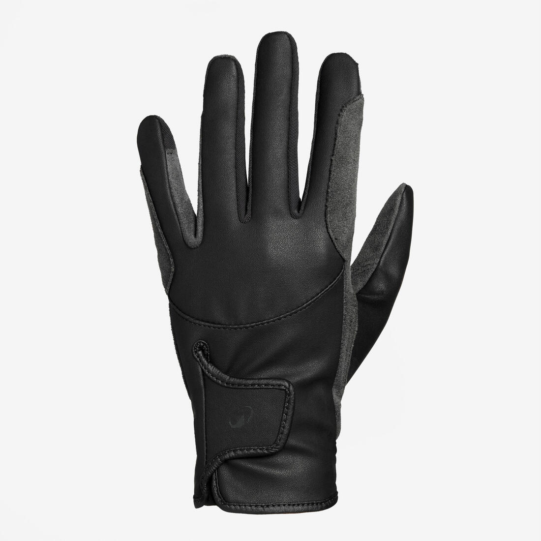 Gants équitation enfant 500 noir et gris