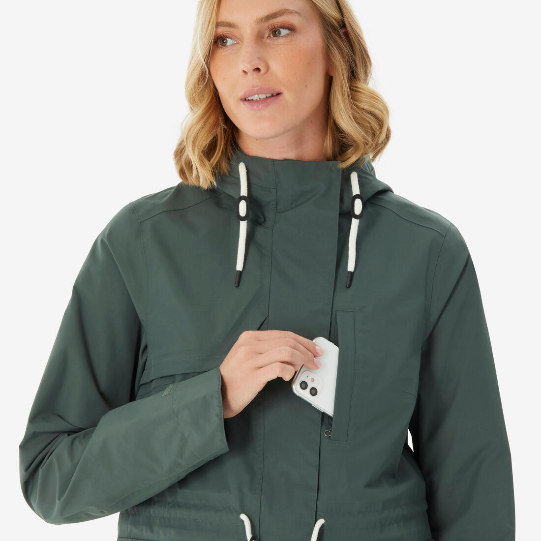 Parka de randonnée imperméable femme, NH500 vert