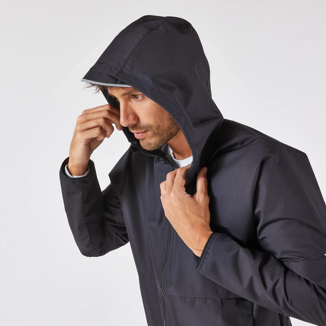 Veste imperméable run 100 homme noire