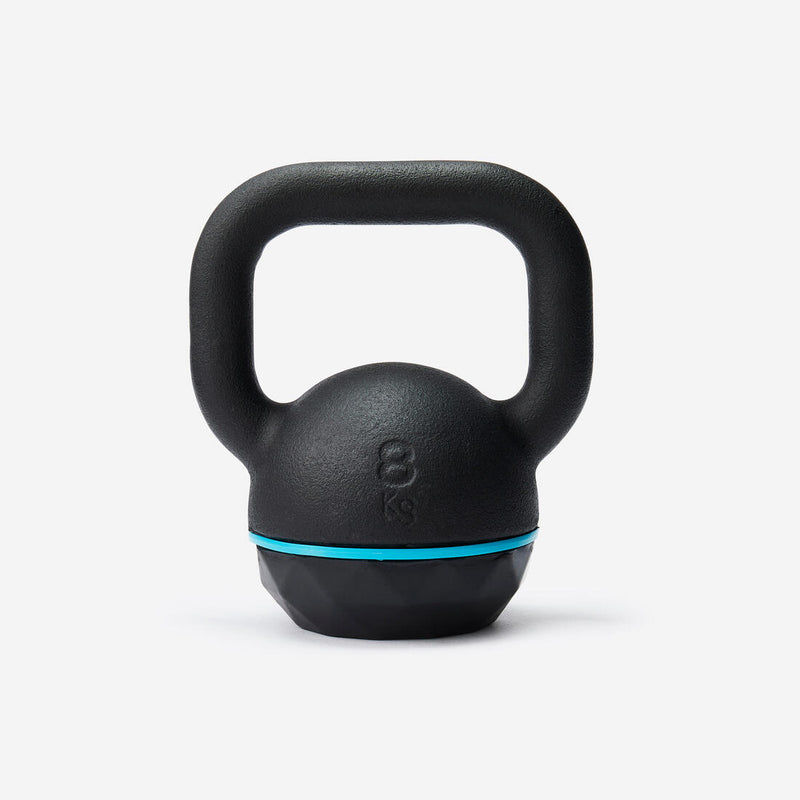 Kettlebell en fonte et base caoutchouc 8 kg, composé à 80 % de fonte recyclée