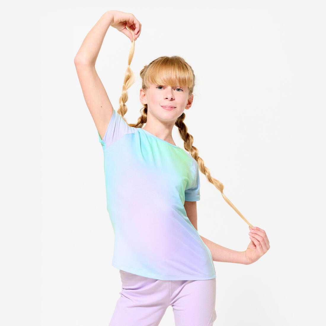T-shirt multisport respirant fille, rose foncé