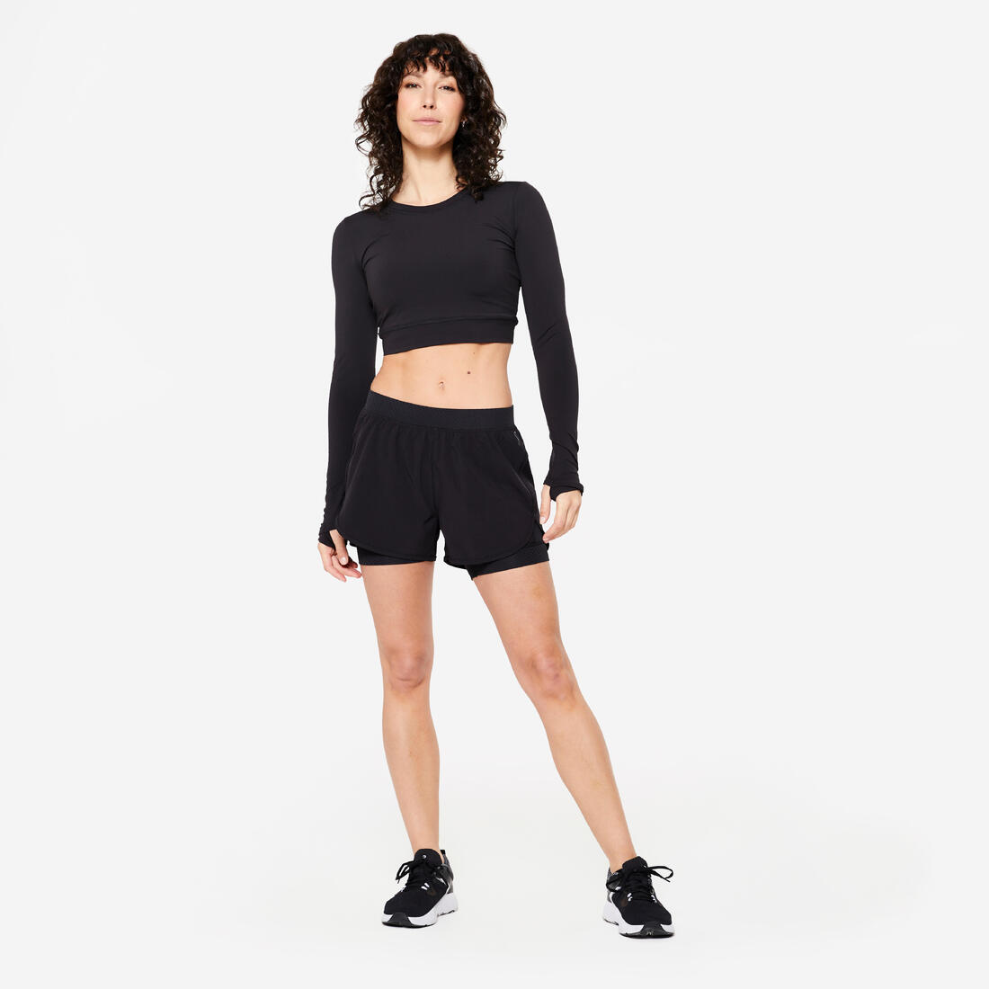 Short de fitness double couche femme