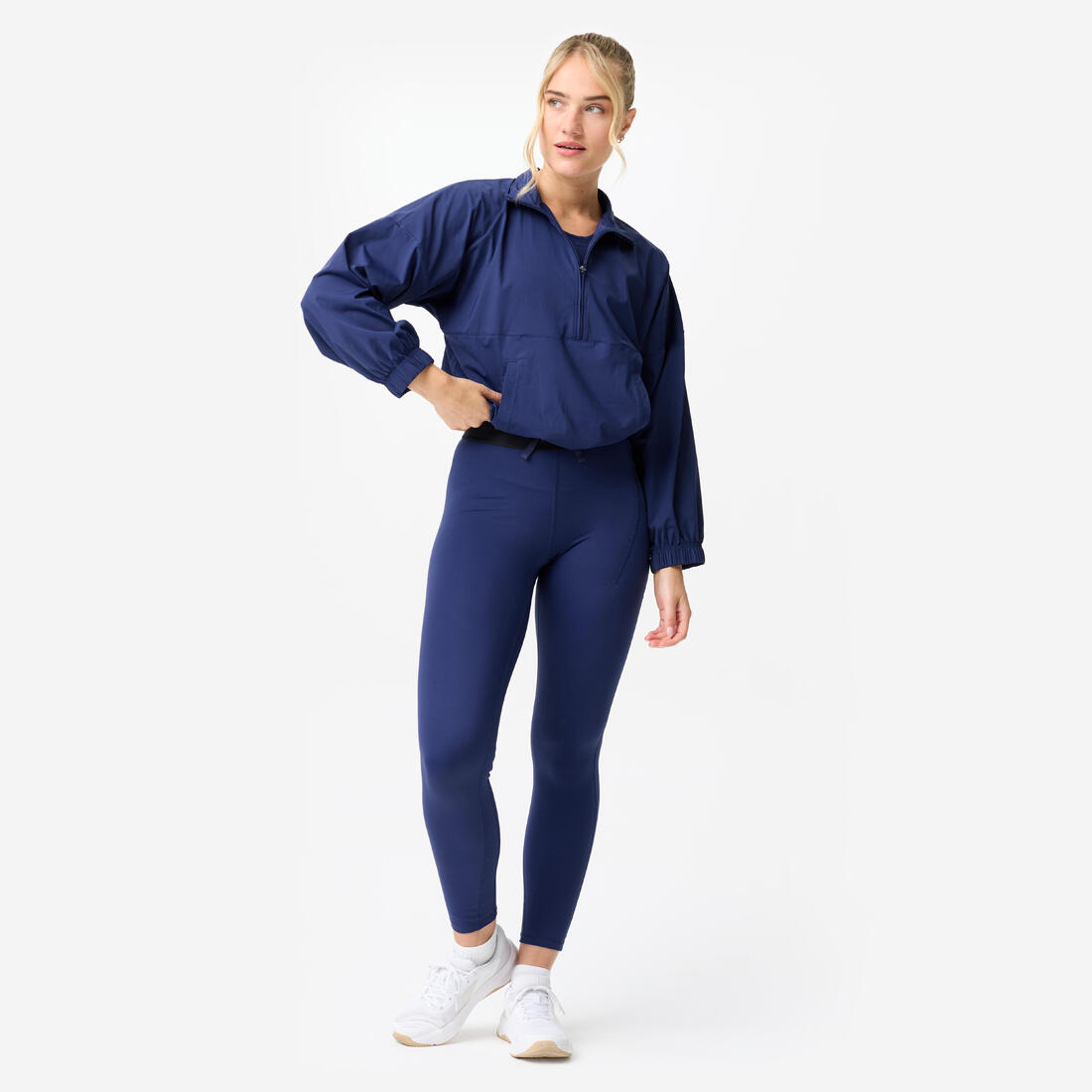 Sweat-shirt de sport léger sans capuche femme, bleu marine