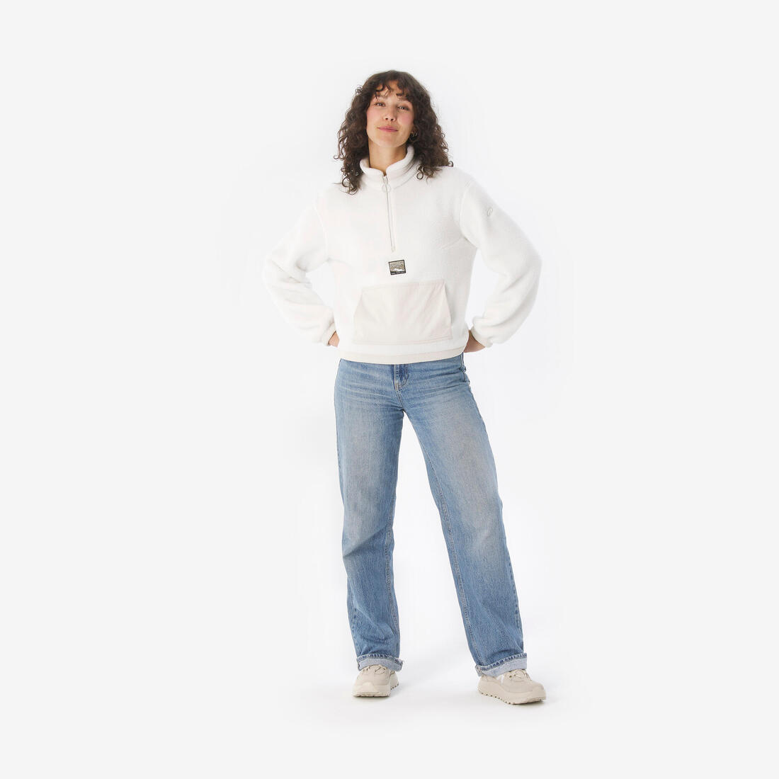 Polaire de randonnée montagne sherpa femme, MH100 1/2 zip
