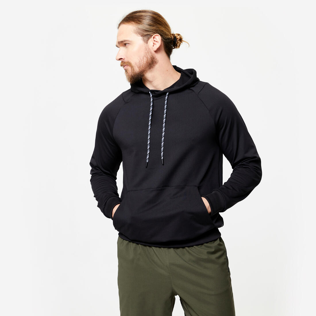 Sweat de fitness essentiel respirant capuche homme - noir uni – noir