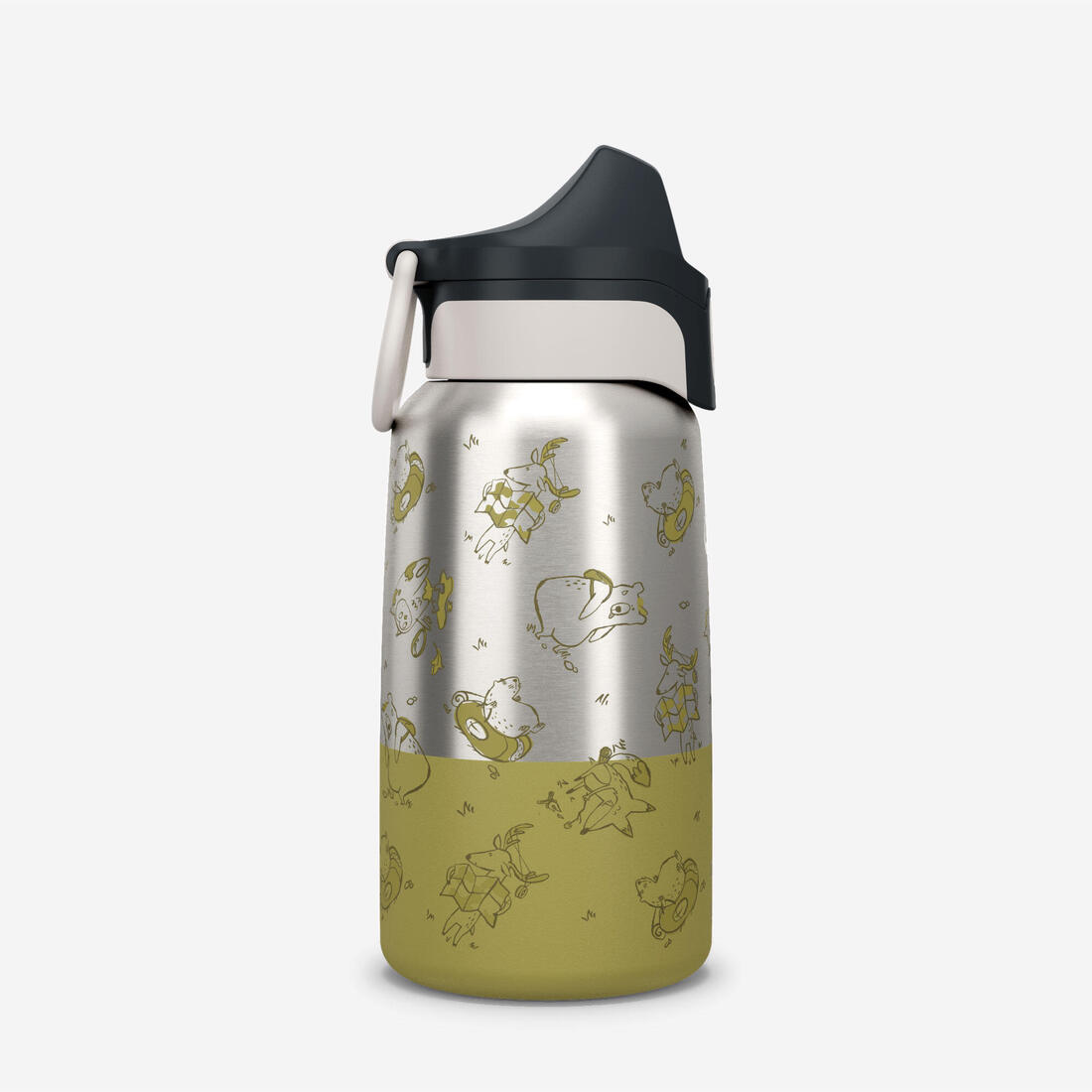 Gourde enfant isotherme 0,35L en acier inox avec bouchon instantané de randonnée
