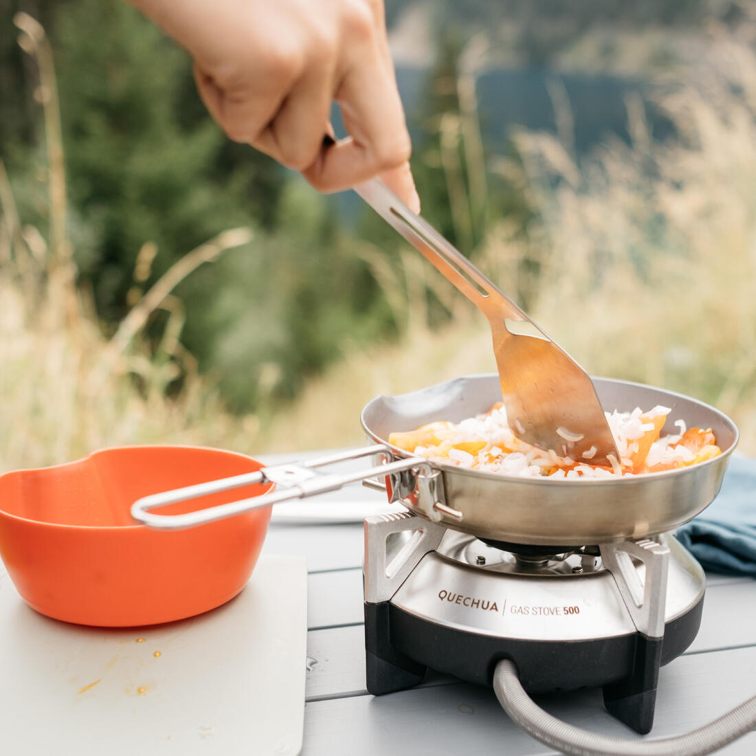Kit 2 ustensiles en acier inoxydable, spatule-fourche, pour barbecue de camping