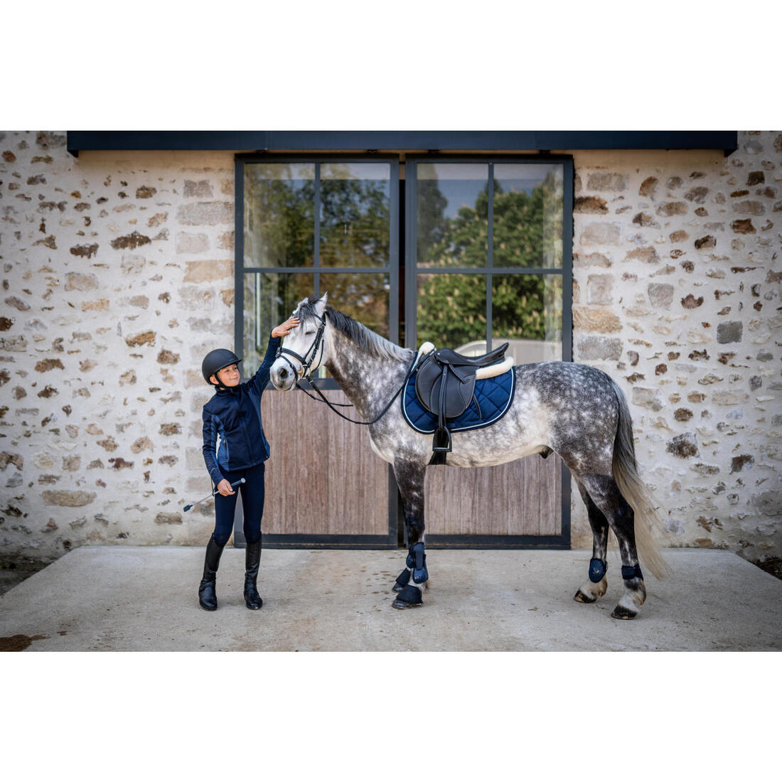 Selle équitation cuir polyvalente 17,5" Cheval - Paddock noire