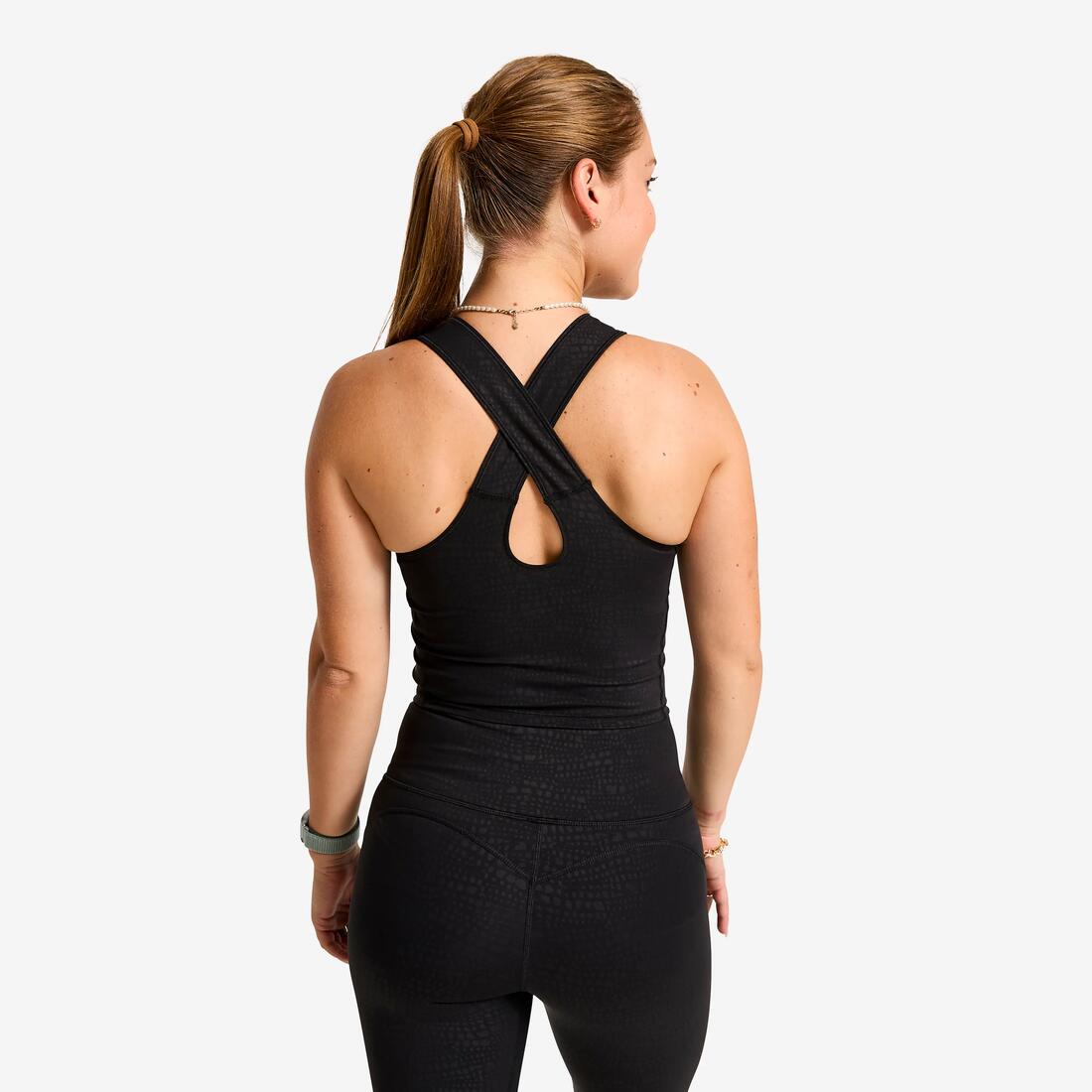 Débardeur de sport court galbant femme foncé