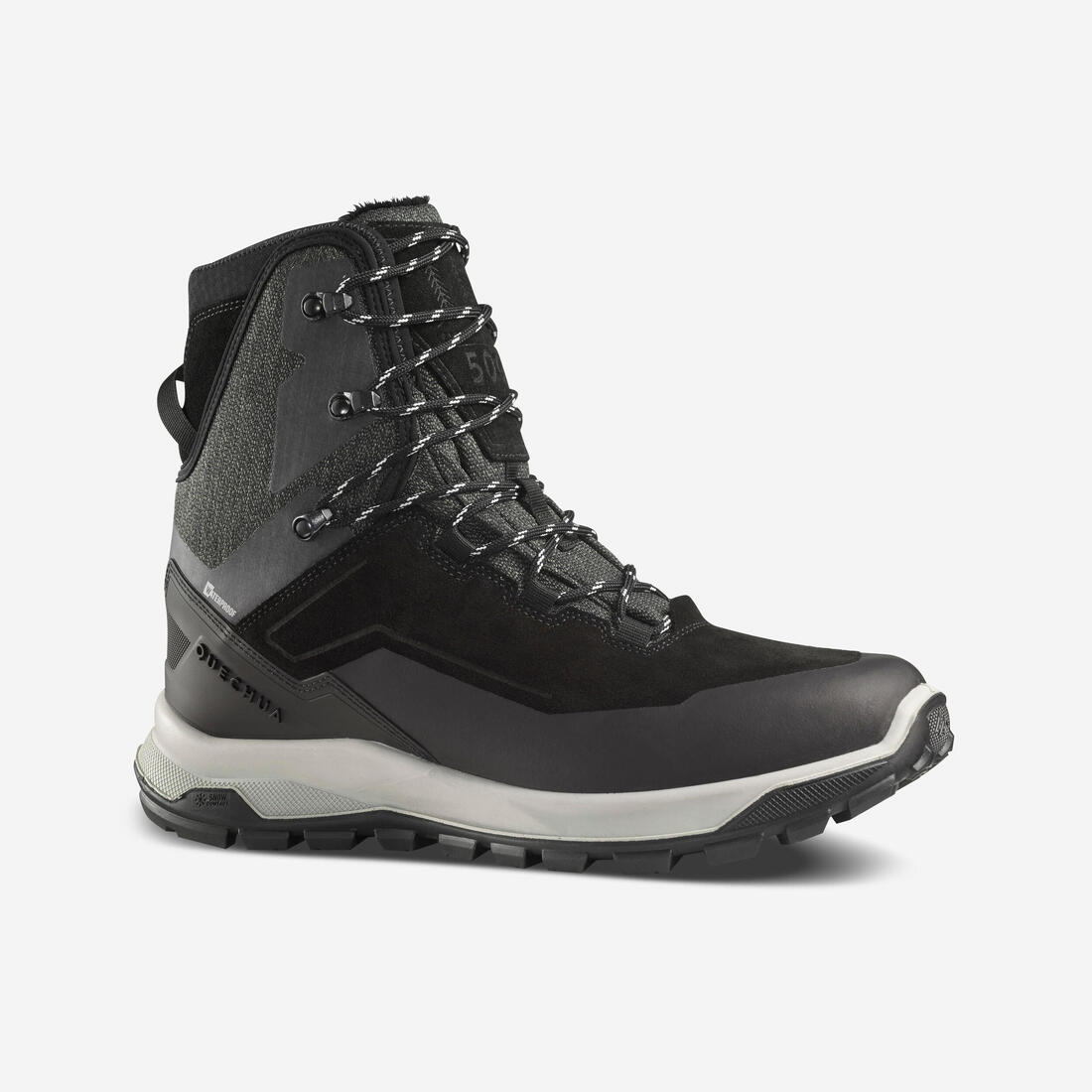 Chaussures en cuir chaudes et imperméables de randonnée - SH900 hautes - homme – noir