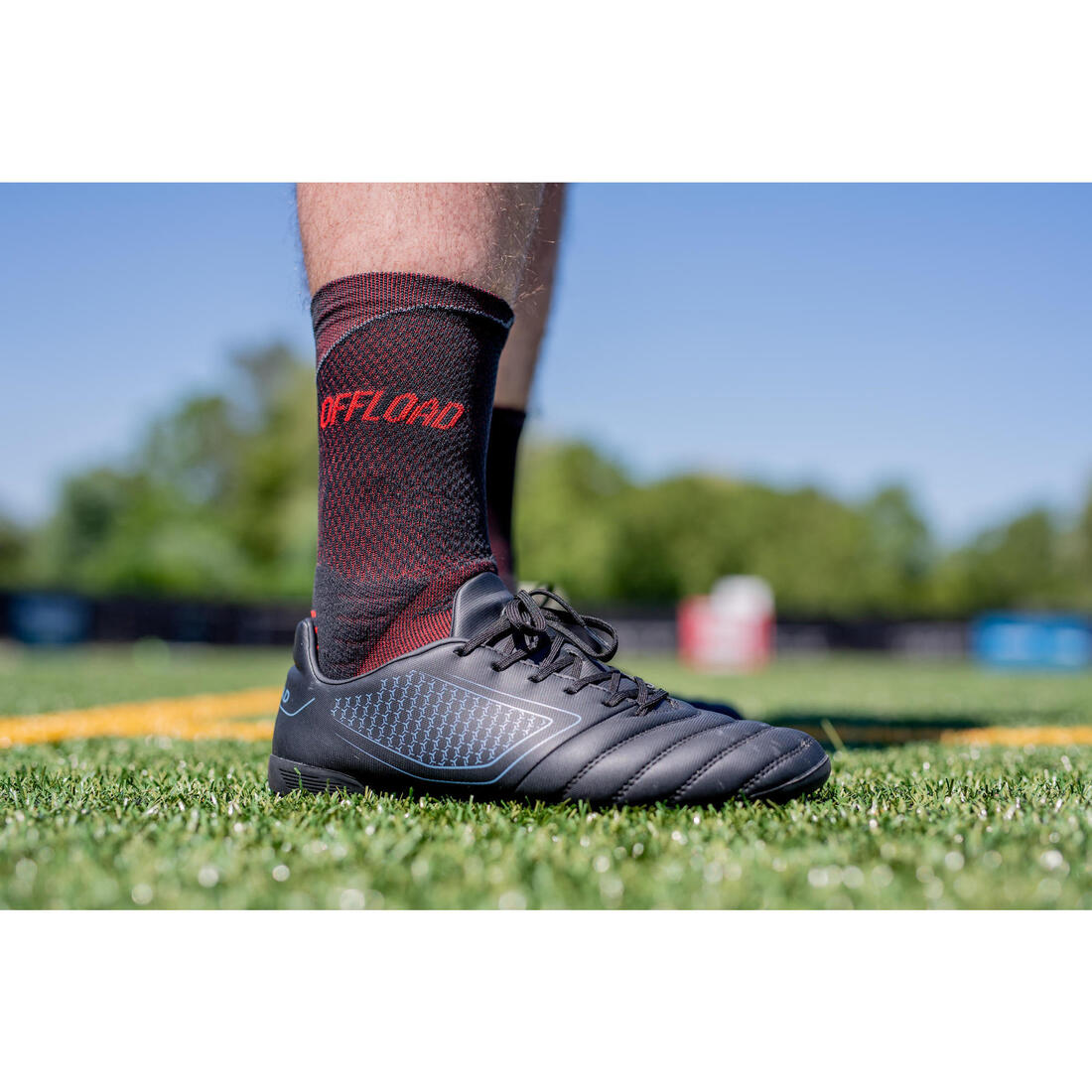 Chaussettes de rugby antidérapantes R500 Mid