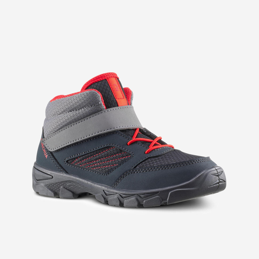 Chaussures de randonnée mid à scratch 24 au 34 enfant, NH100 gris