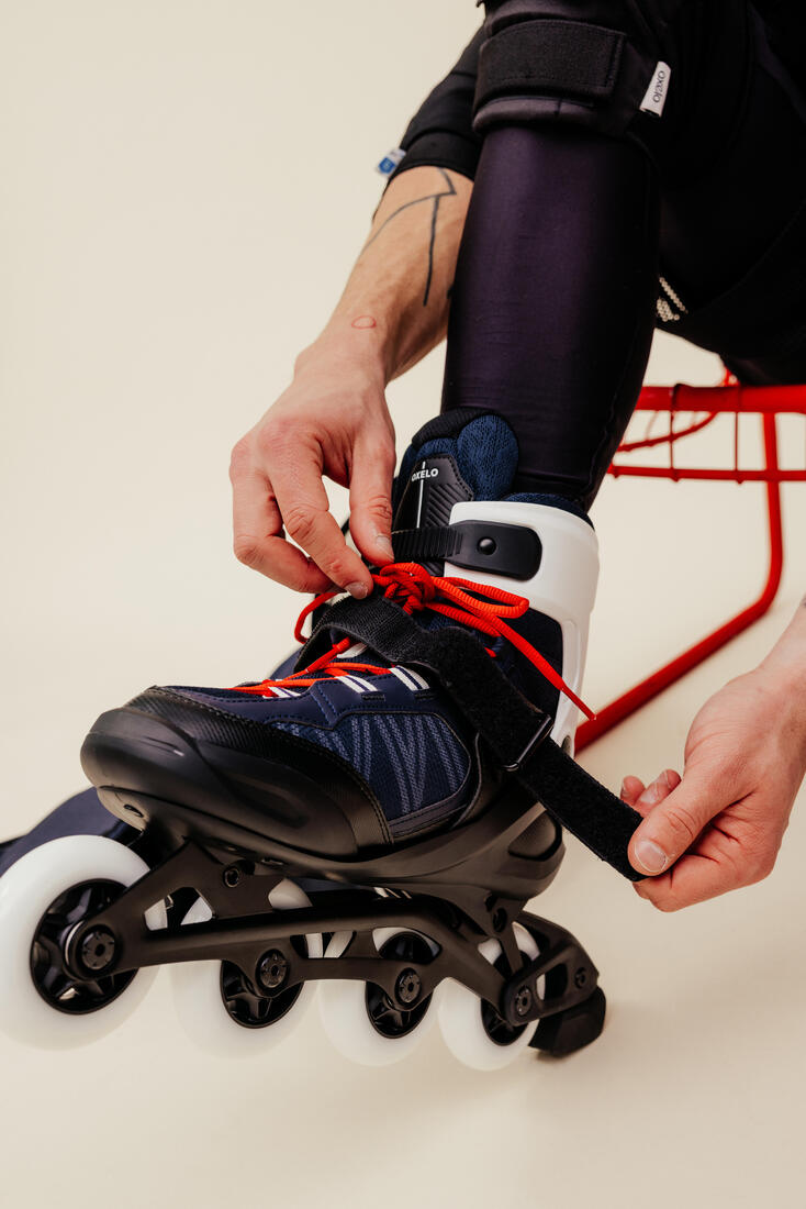 Roller fitness adulte fit500 bleu rouge