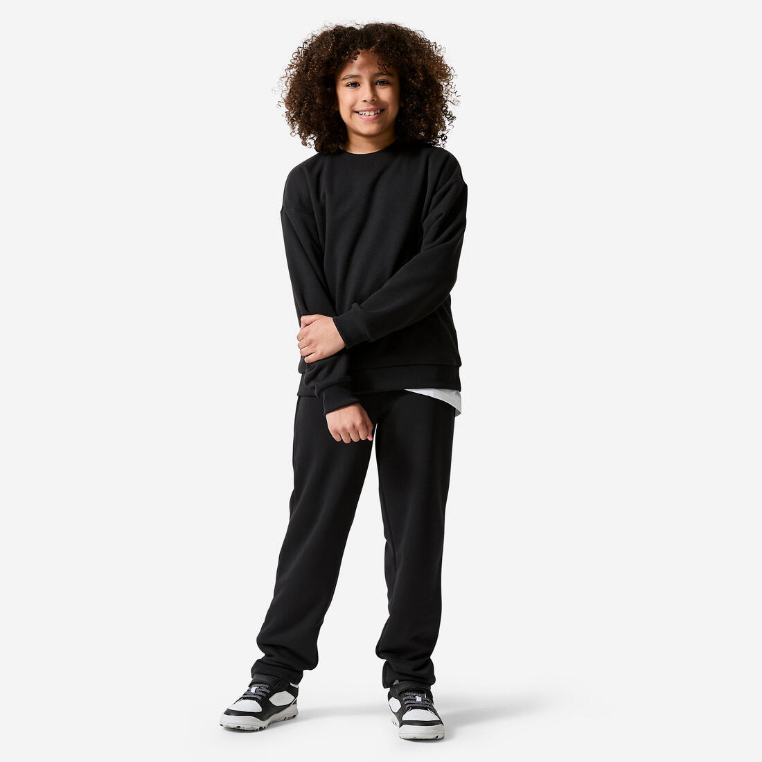 Pantalon de jogging chaud en molleton enfant, noir