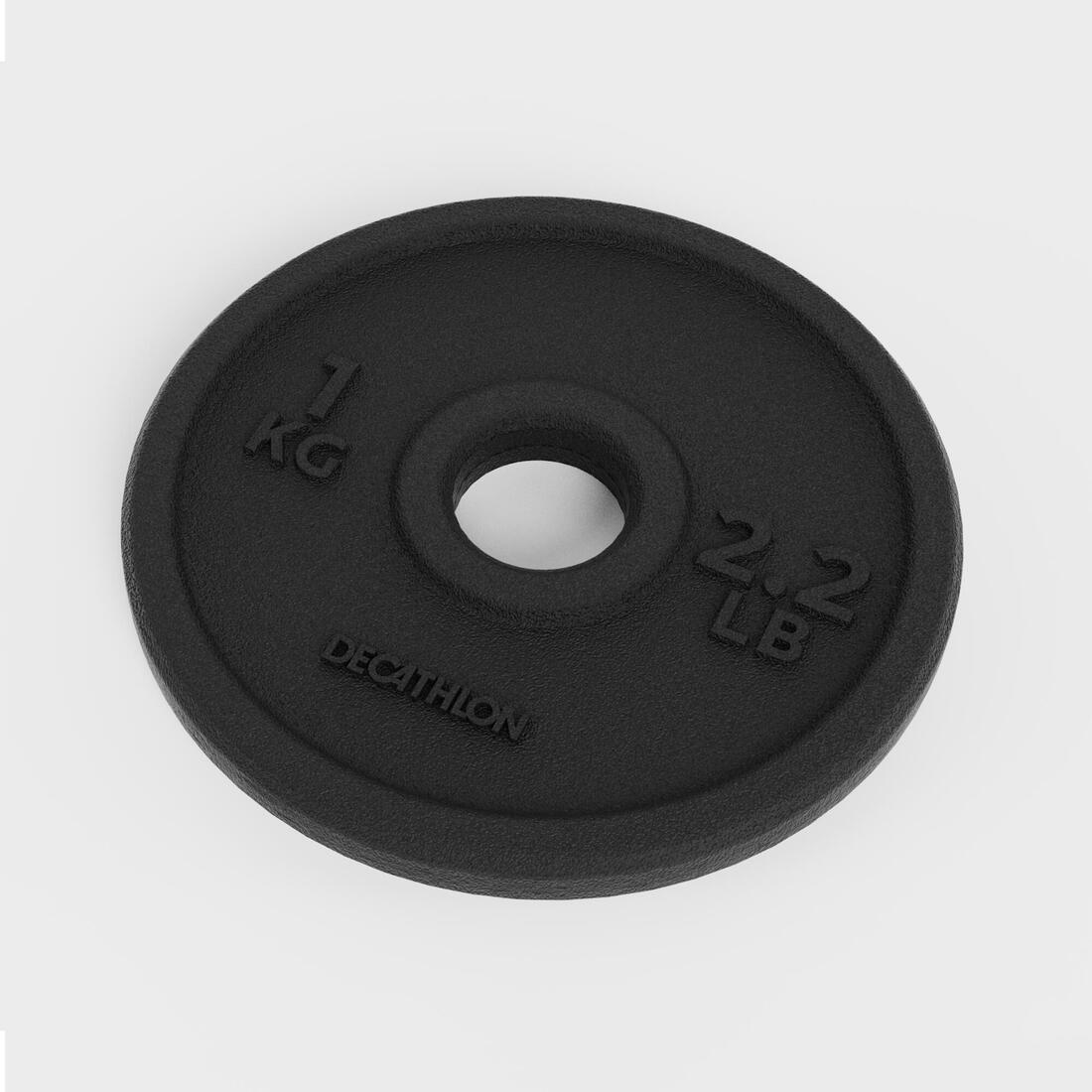 Disque de musculation fonte 1kg 28mm, disque de fonte en partie recyclée