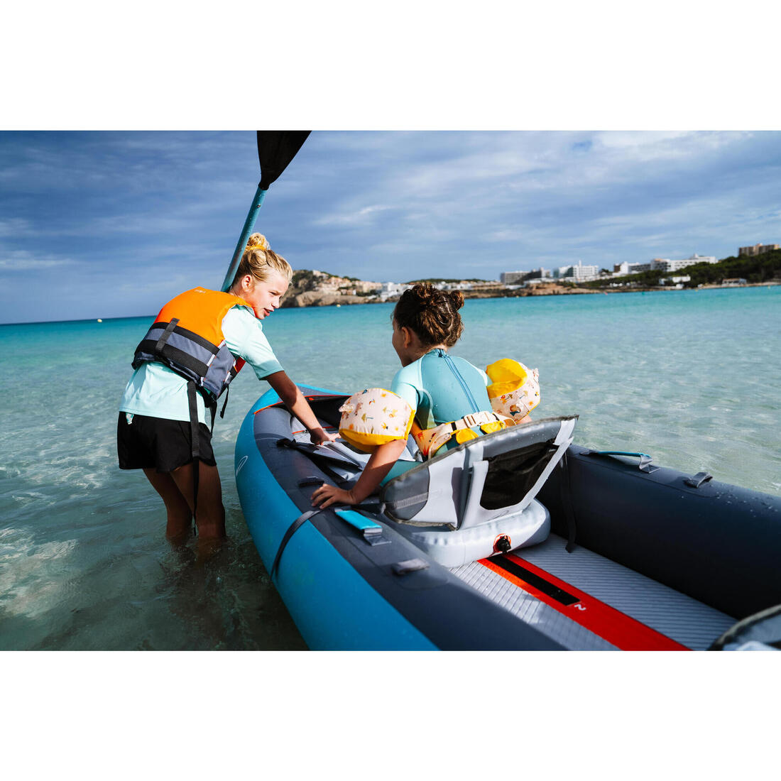 Canoë kayak gonflable 2/3 places - Tribord 100+ Bleu