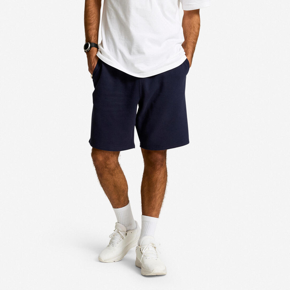 Short de fitness en molleton avec poches homme