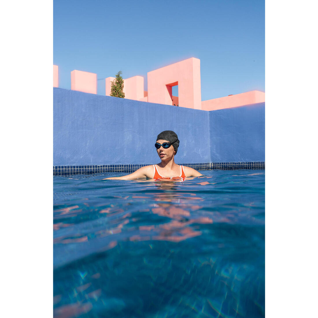 Lunettes de natation xbase - verres clairs - taille unique - noir bleu