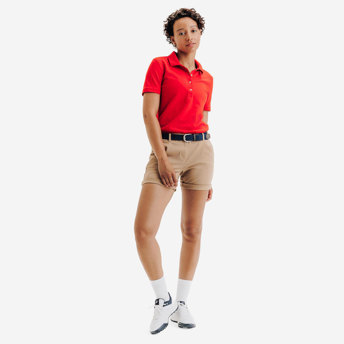 Polo golf en coton polyester manches courtes femme, MW500 beige clair