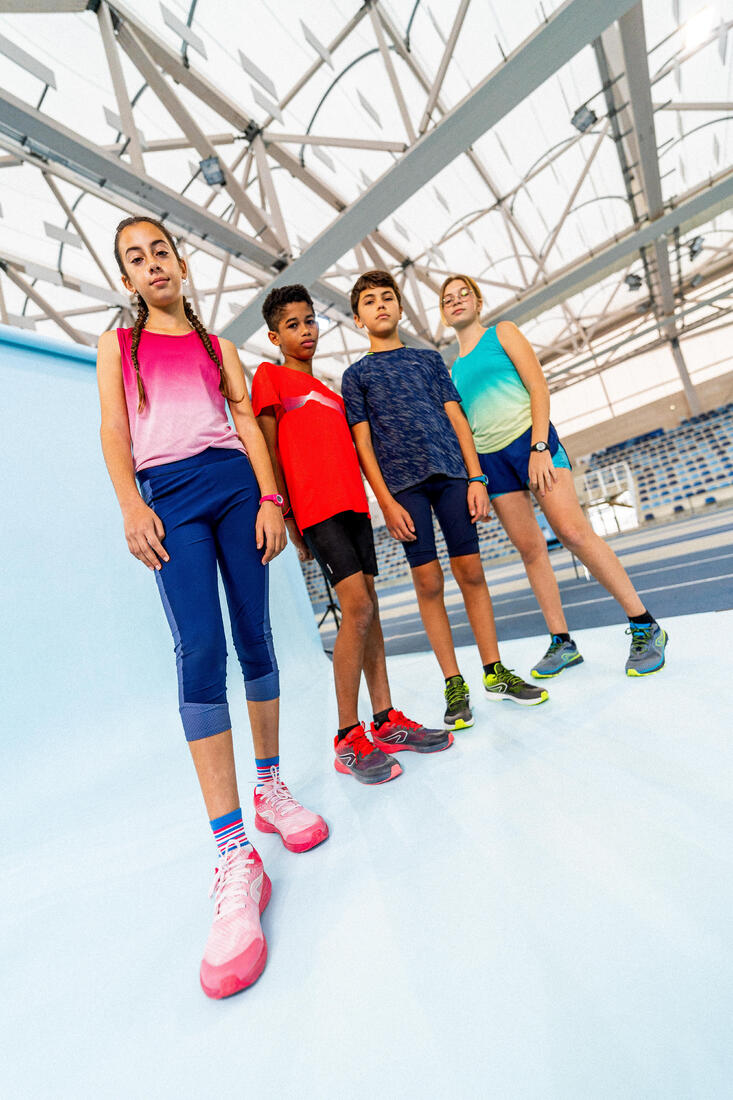 Chaussures de running Enfant -  Kiprun fast noires jaunes