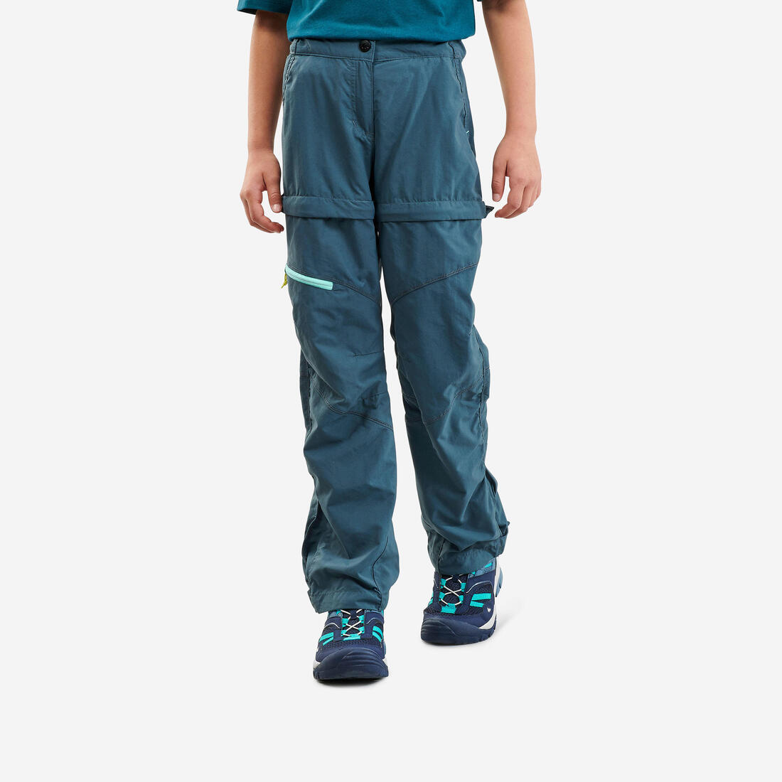 Pantalon modulable de randonnée enfant 7-15 ans, MH500 bleu QUECHUA