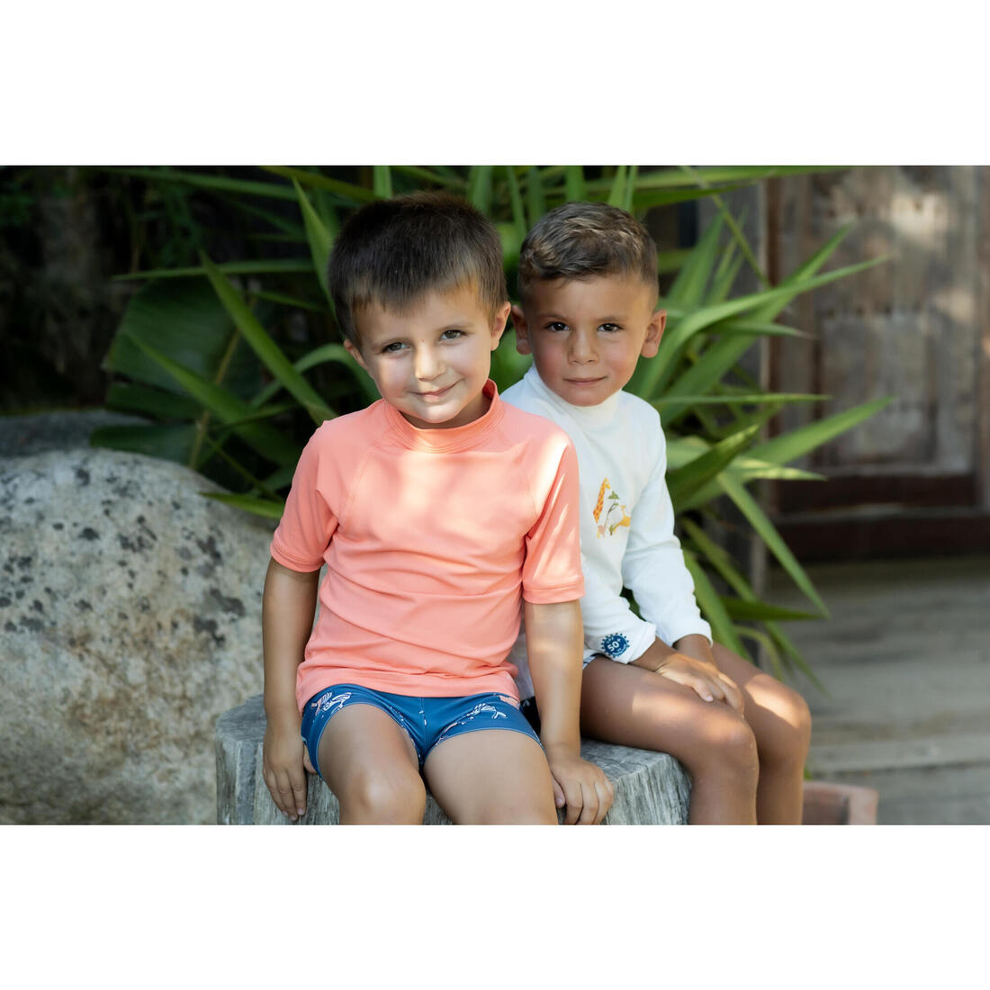 T-shirt anti uv bébé manches courtes corail