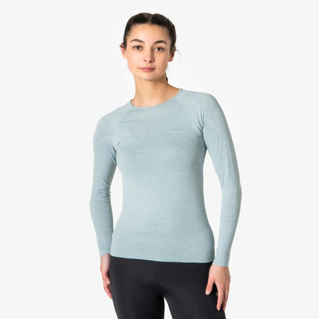 T-Shirt manches longues running Femme sans couture, KIPRUN Run 500
