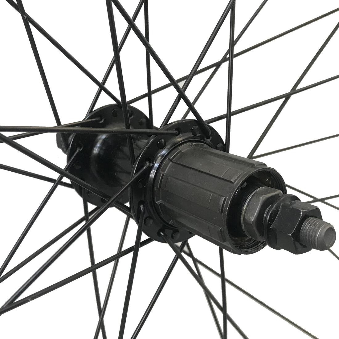 ROUE 28 POUCES ARRIERE DOUBLE PAROIS V-BRAKE CASSETTE NOIR LD500