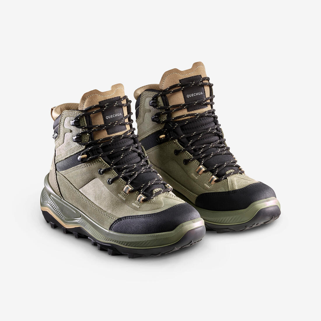 Chaussures de trekking  en cuir imperméables femme, MT100 vert