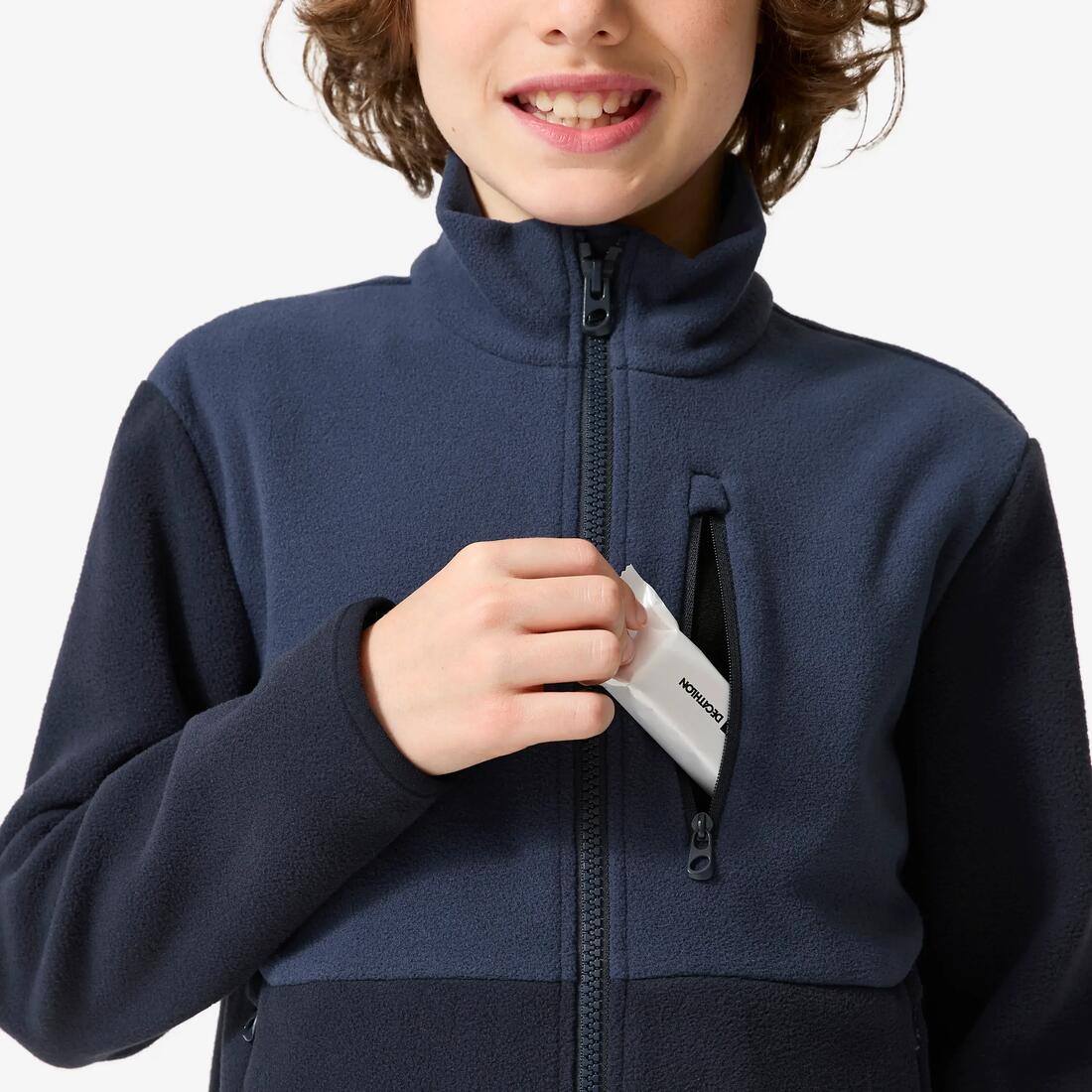 Veste polaire de randonnée enfant 7-15 ans, MH500 bleu et