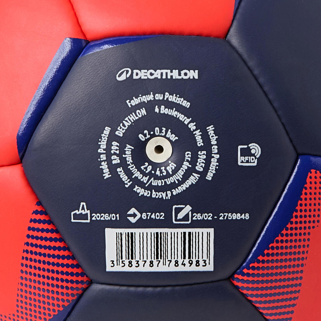 Ballon de handball taille 2, HB 100 Easygrip bleu orange