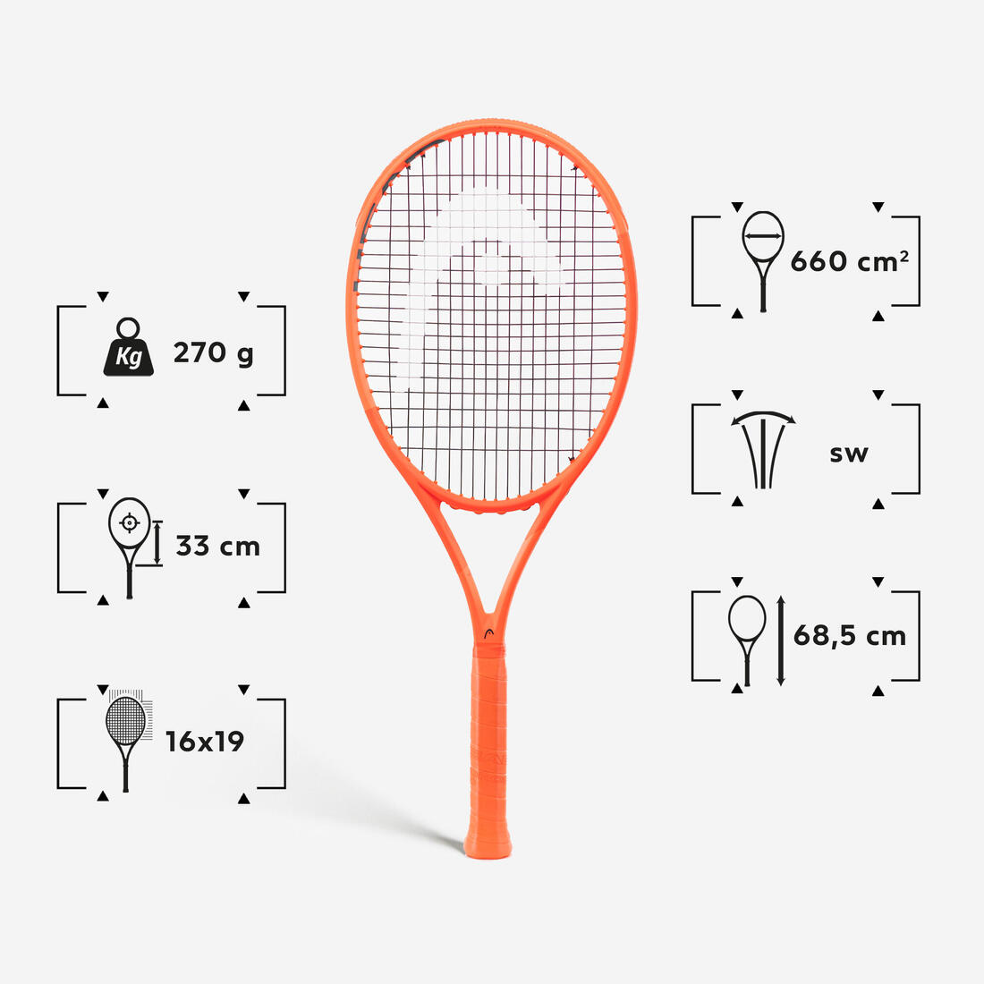Raquette de tennis adulte, Head radical élite orange