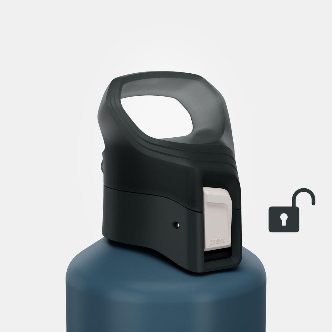Gourde alu 1L avec bouchon instantané, composée à 100% d’alu recyclé