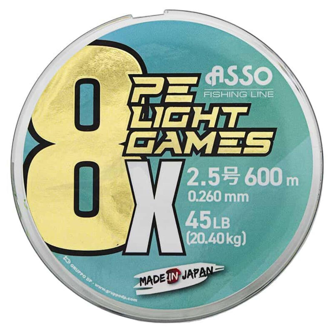 TRESSE LIGHT GAMES 8X PE - 600 M - MULTICOLORE ASSO