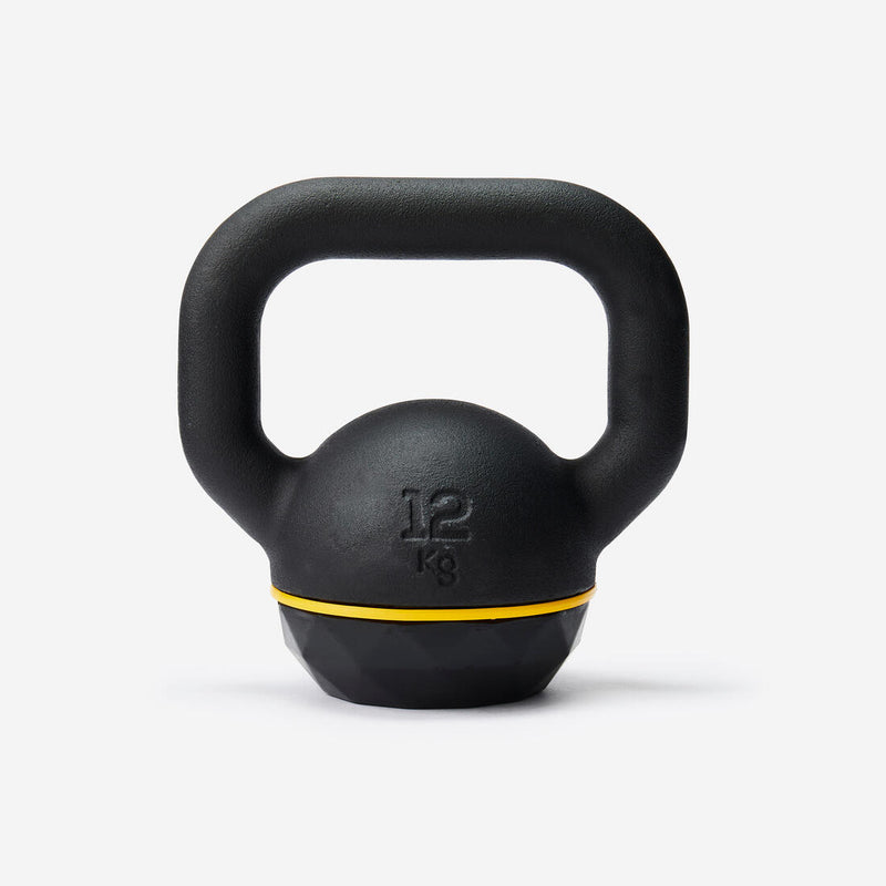 Kettlebell en fonte et base caoutchouc 12 kg, composé à 80 % de fonte recyclée
