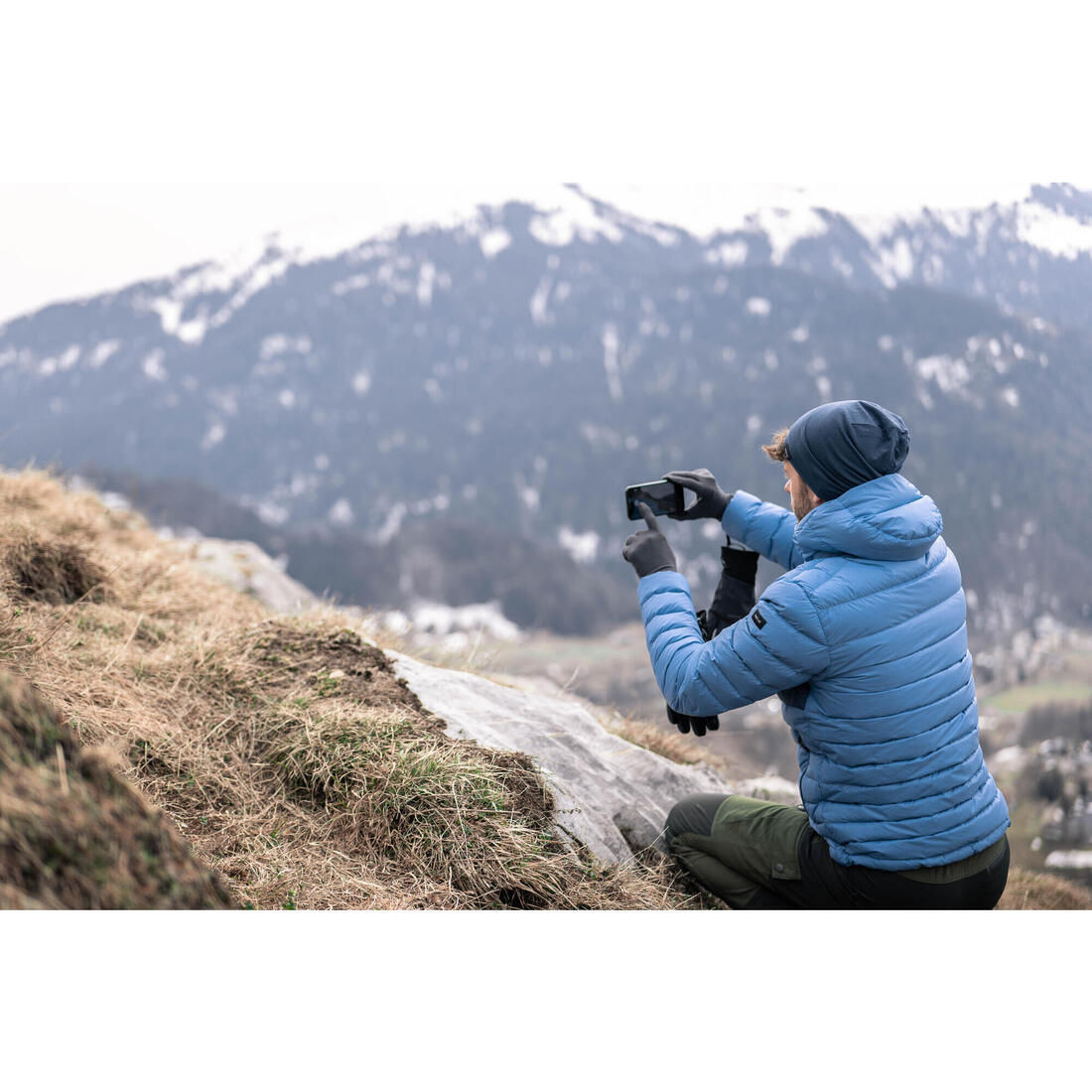 Sous-gants en laine mérinos de trekking montagne - MT500 gris - adulte