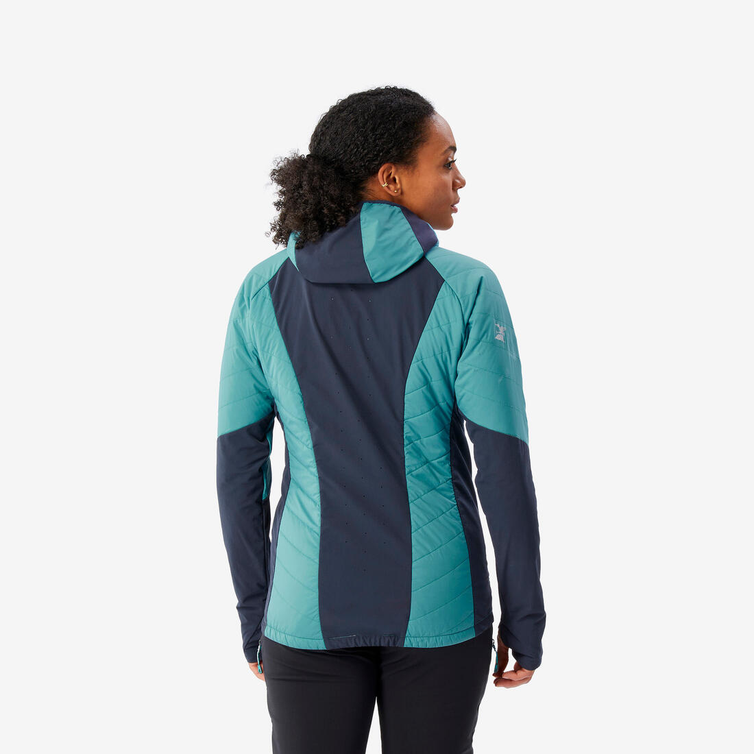 Veste hybride sprint synthétique & laine alpinisme femme - bleu gris