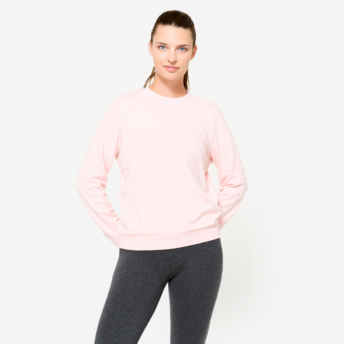 Sweat de training col rond femme, rose clair