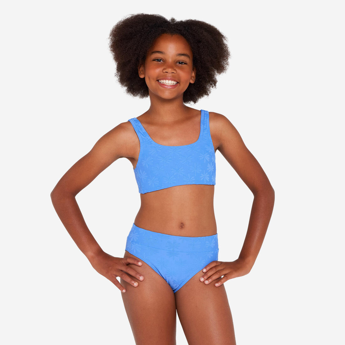 Maillot 2 pièces surf brassière taille haute Fille - 500 Lao miami lavande