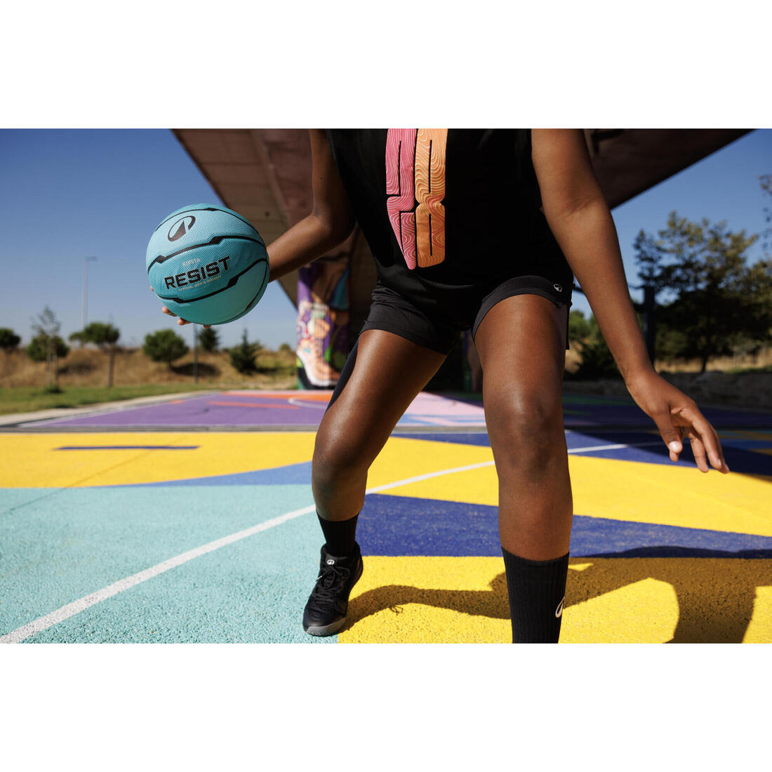 Ballon de basketball taille 6 - RESIST R500 turquoise